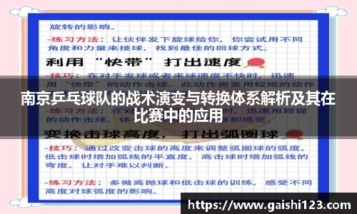 南京乒乓球队的战术演变与转换体系解析及其在比赛中的应用